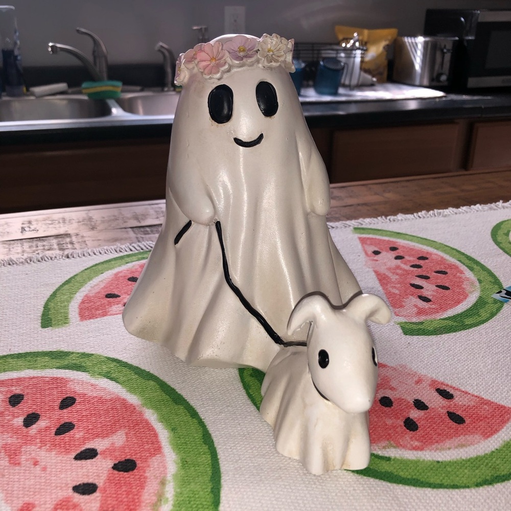 Viral ghost flower crown walking ghost dog